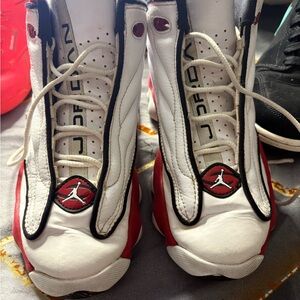Jordan White, Red and Black Retro Basketball Shoes